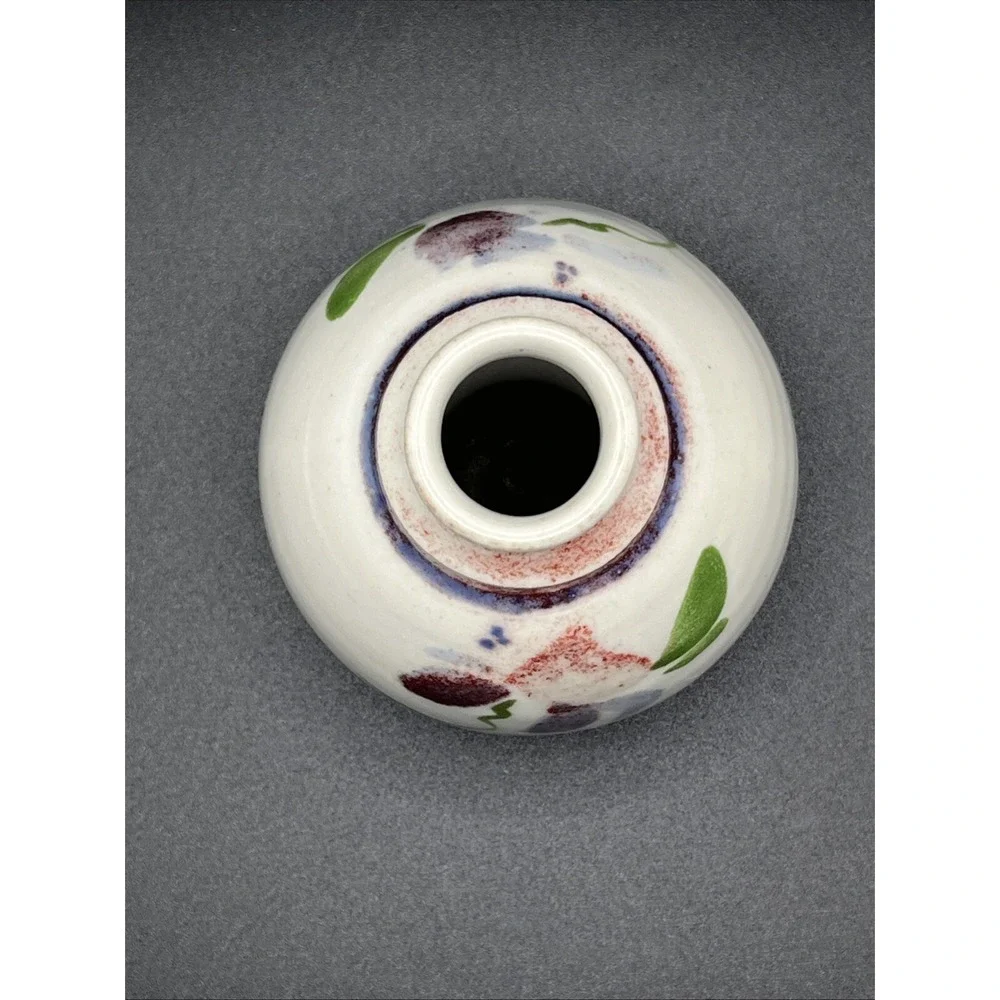 Candlestick Holder Vtg‎ Handmade Painted Art Clay Pottery - Signed by Artist